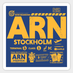 Vintage Stockholm ARN Airport Code Travel Day Retro Travel Tag Sweden Magnet